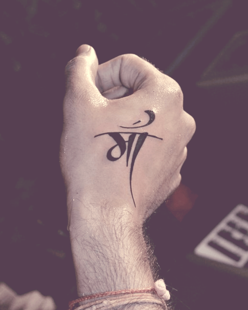 Maa Tattoo in Hindi on Hand